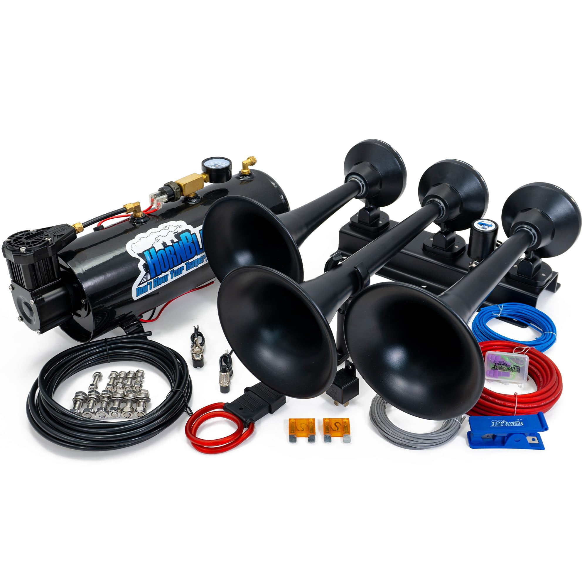 Kit De Bocina De Tren Hornblasters Flatlaw Con Sistema De Aire De 3 Litros