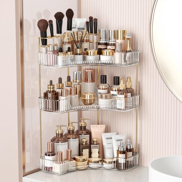 Caddy BEFSOP Organizador de Maquillaje de Esquina de 3 Niveles TRANSPARENTE