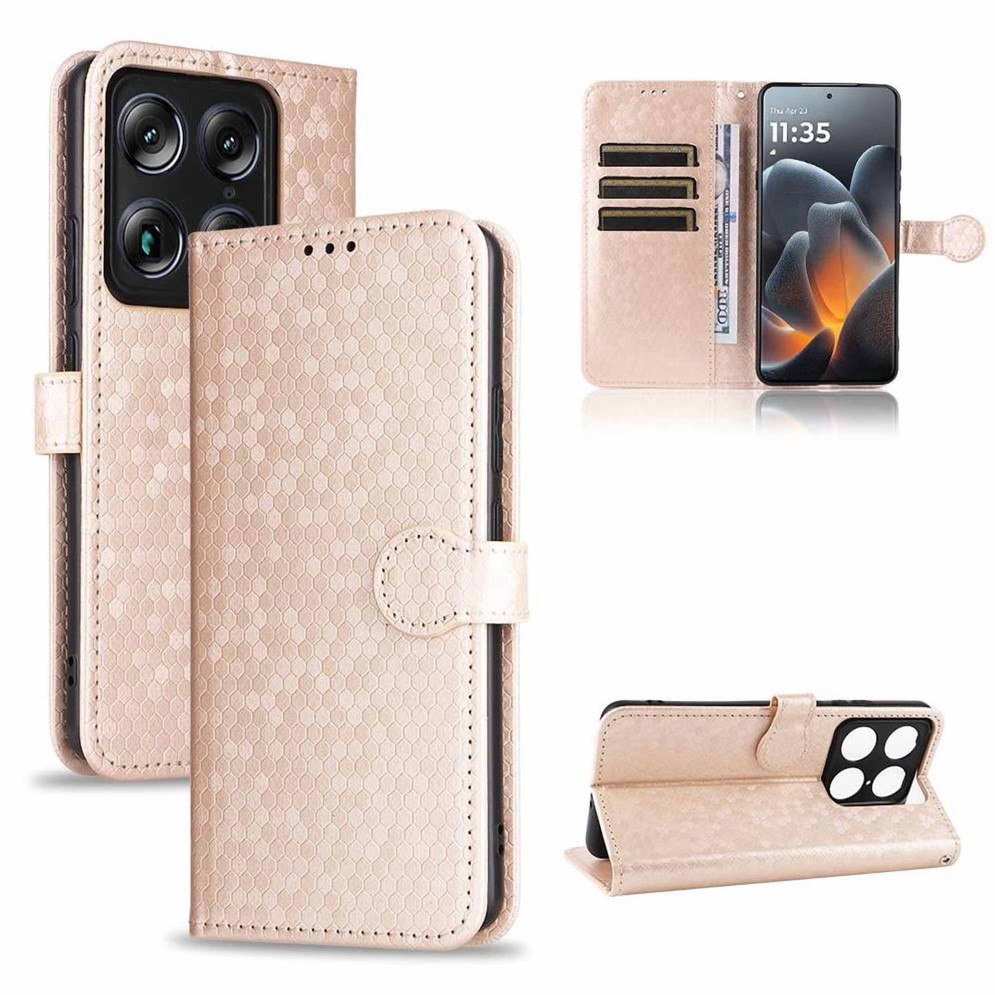 Foxdock - Funda Cartera Lunares Motorola X70 Air Pro Con Tarjetero, Correa Y Soporte Oro