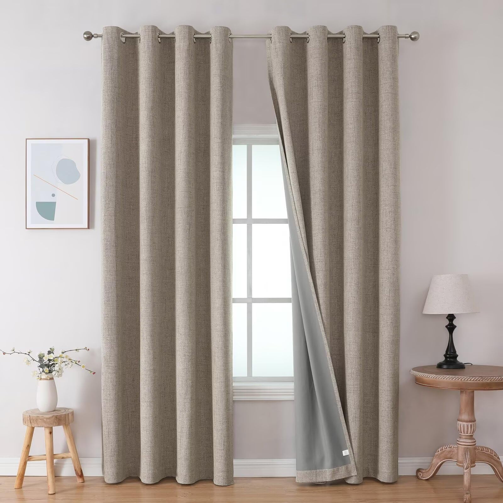 Juego De Cortinas Black Out Joydeco, Color Lino, 213 Cm, 2 Paneles