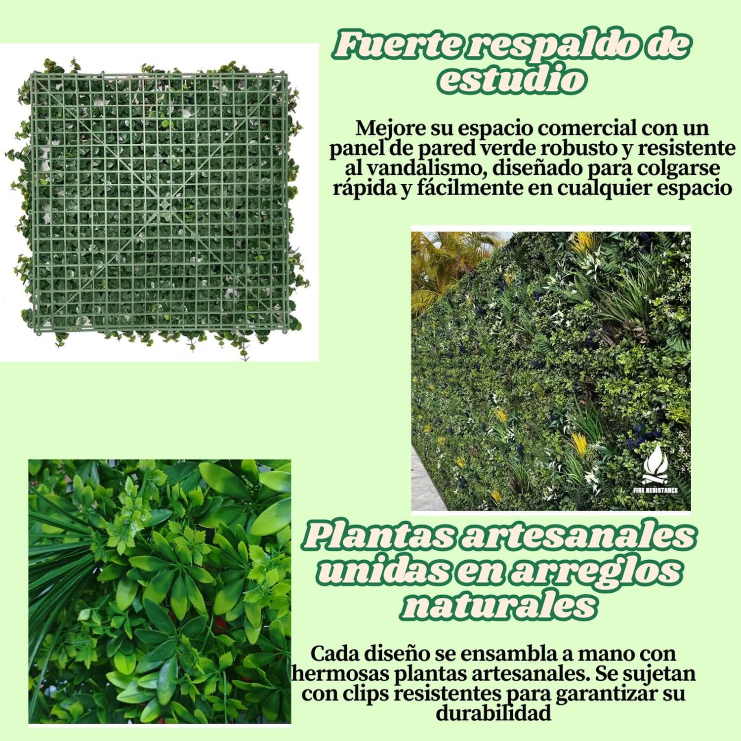 Arbusto Real - Jardín Muro Vertical Artificial C Palmeta Plantas 60x40 Cm Verde