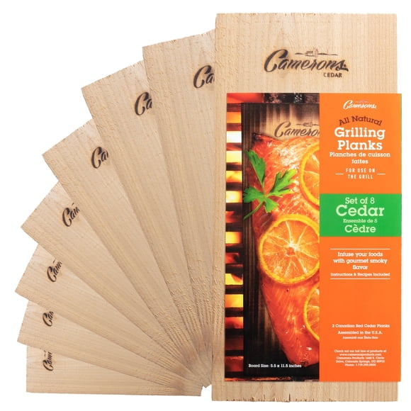 Planchas para asar Camerons Cedar, paquete de 8, 14 x 29 cm