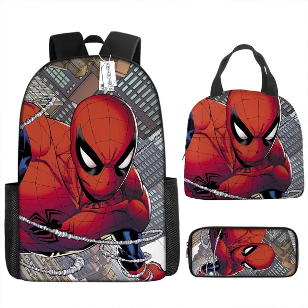 3pcs/set Disney Children 3d Cute Spider Man Design Backpack Stitch Boys Primary School Bag Kids Kindergarten Backpack Mochila