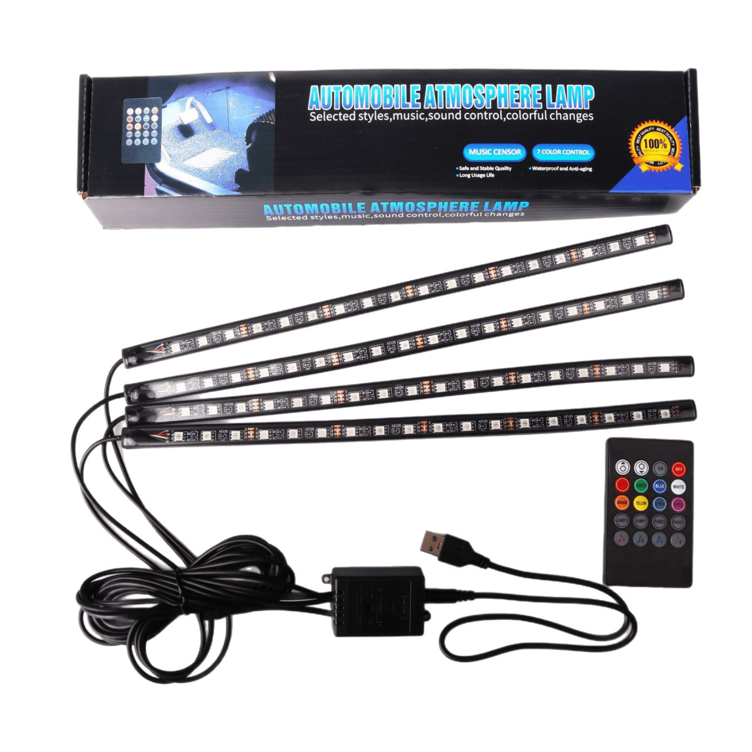 Genérico - Luz Led Neon Con Control Para Interior De Auto Multicolor