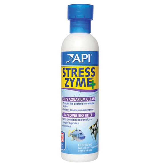 Limpiador bacteriano API STRESS ZYME para acuarios de agua dulce y salada, 240 ml