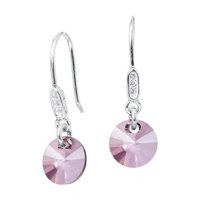 Joyas Montero - Aros Punto De Luz Plata Italiana 925 Y Cristal Antique Pink