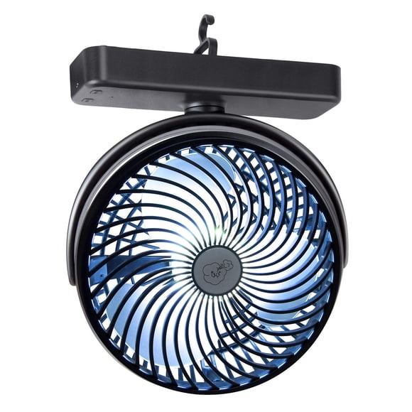 Ventilador de camping REENUO de 7 pulgadas con batería recargable de luz LED