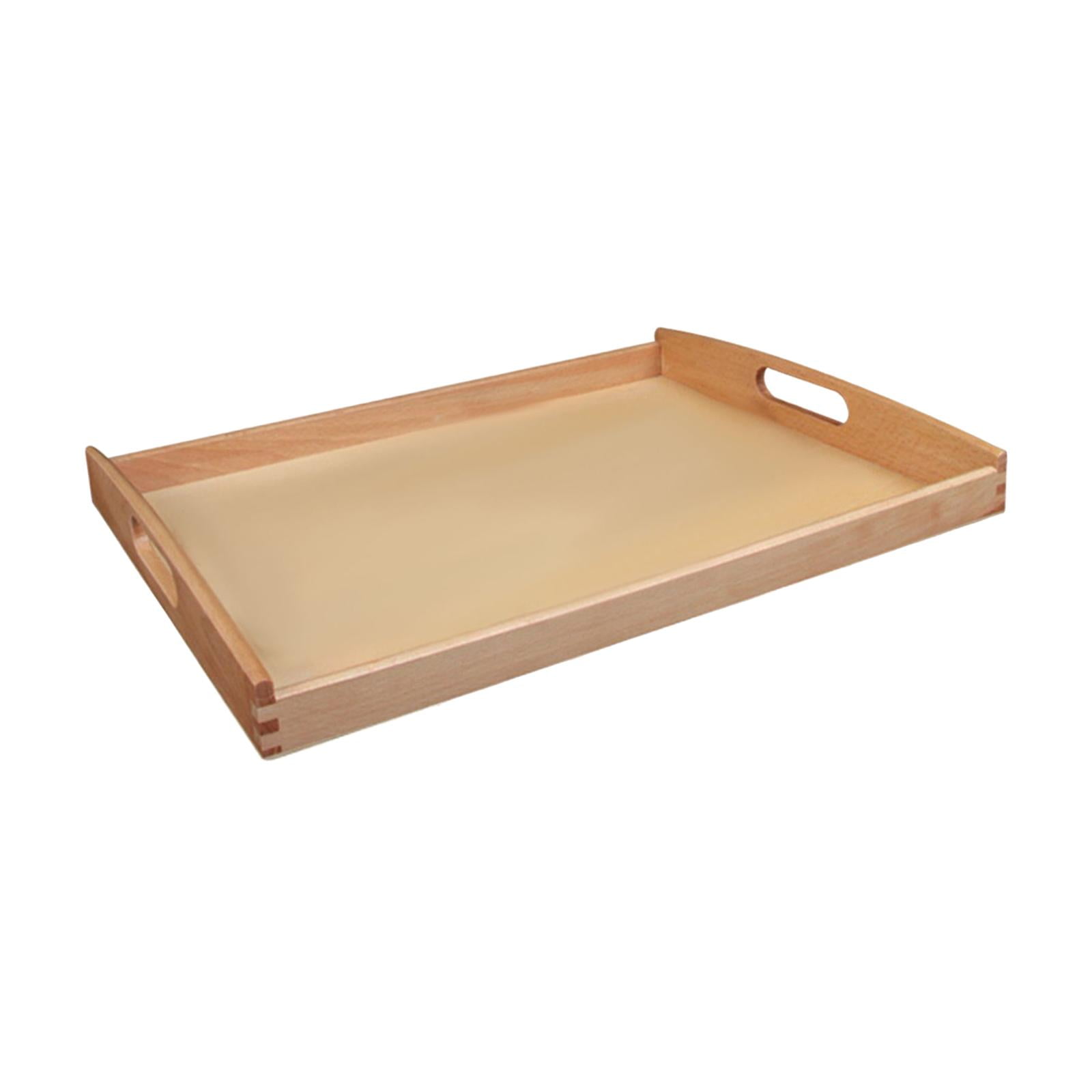 Magideal - Bandeja Montessori De Madera Para Servir Con Anidación, Rectangular, Con Asas De Madera, Material De Haya, Adecuada Para Estantes Montessori, Cafeterías, Proyectos De Manualidades, Largo
