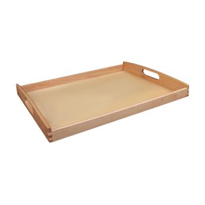 Magideal - Bandeja Montessori De Madera Para Servir Con Anidación, Rectangular, Con Asas De Madera, Material De Haya, Adecuada Para Estantes Montessori, Cafeterías, Proyectos De Manualidades, Largo