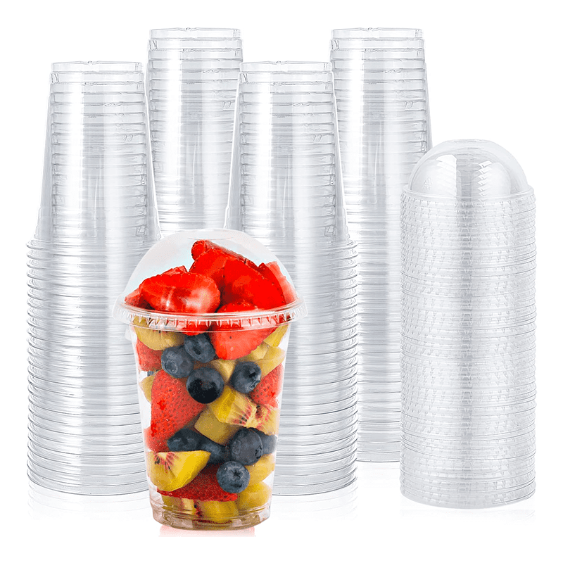 Wakeshome - 50 Vaso Desechable Plastico Tapa Domo 16oz Vaso Grande 500ml