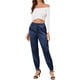 thumbnail image 2 of INSPIRE CHIC Pantalones de Satén para Mujer con Cintura Elástica y Cordón, Pierna Recta, Largo al Tobillo, Joggers Elegantes con Bolsillo S Azul Real, 2 of 4
