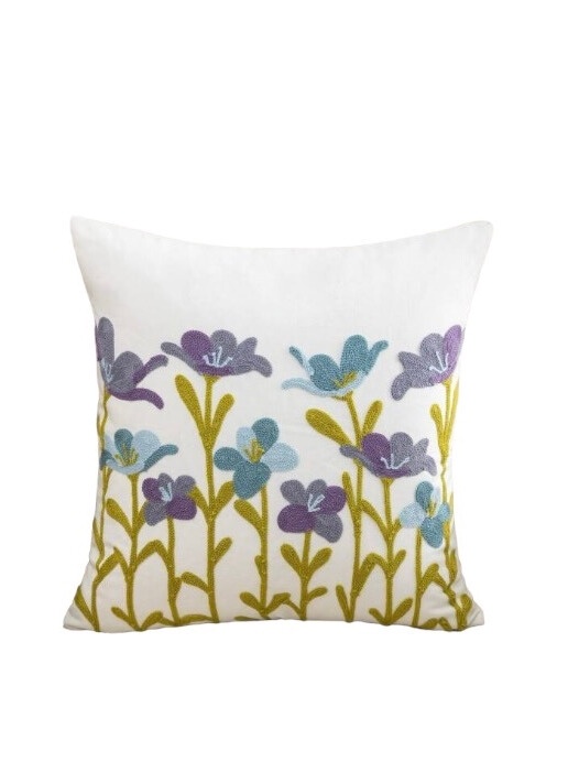 Homestore - Cojín Bordado 45X45 Cm Lila Celeste