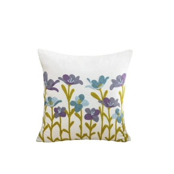 Funda Cojín Bordada 45x45 Cm Lila Celeste