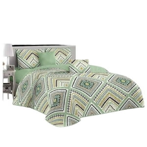 Genérico - Cubrecama Quilt Verano 2 Plazas - Verde Pistacho Rombos Kfl588