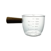 Magideal - Cafetera De 140Ml, Accesorios De Espresso, Mango De Madera Con Báscula, Utensilios De Cocina Transparentes Para Café, Jarra Pequeña Para Taza De Leche