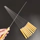 thumbnail image 1 of 10pcs Stainless Steel Grilling Skewers With Wooden Handle Heat-Proof Grilling Tools, Outdoor Camping Picnic, Cookware Barbecue Tool Accessories, 1 of 2