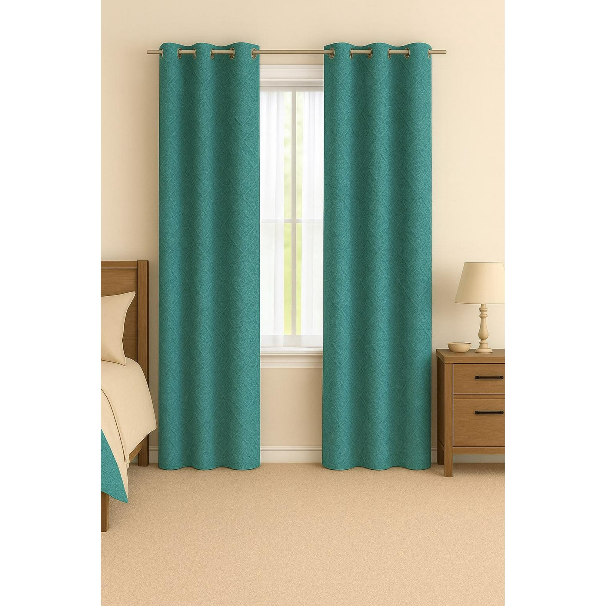 Clems - Pack 2 Cortina Engomada Termica 100% Blackout 135x225 Turquesa 135x225