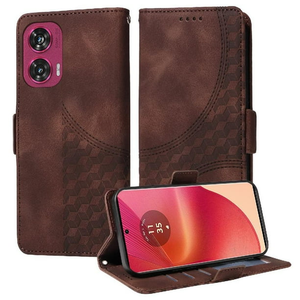 Carcasa FOXDOCK Motorola Edge 50 Fusion de cuero PU, diseño acolchado clásico, protección contra caídas y rayones