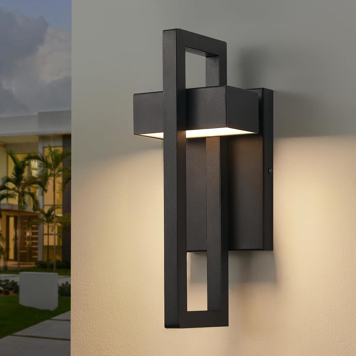Tewei - Aplique Exterior Led 12w 3000k Negro Moderno