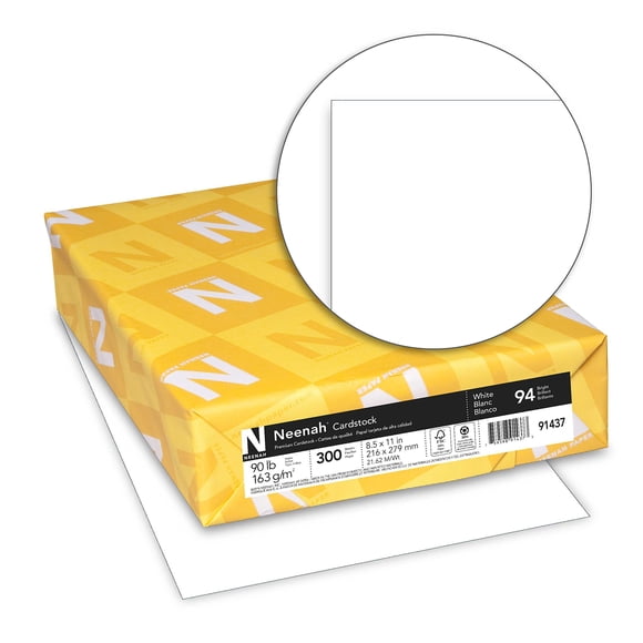 Cartulina Neenah 21.6 cm x 27.9 cm 163 gsm Blanca 300 Hojas