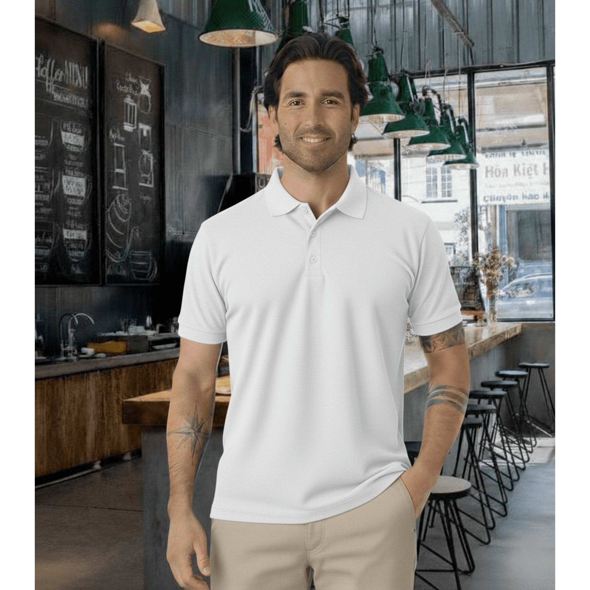 T-world - Polera Polo 60% Algodón Manga Corta Hombre Blanco