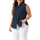 thumbnail image 4 of Agnes Orinda Camisas sin mangas de verano casuales para mujer de talla grande con botones 3X Azul Marino, 4 of 6