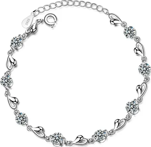 Genérico - Pulsera Plata 925 Cristales Corazón Fino