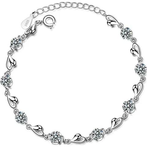 Genérico - Pulsera Plata 925 Cristales Corazón Fino
