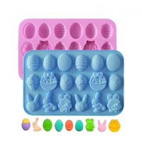 Pasteleriuscl - X2 Moldes De Silicona Con Temática De Pascua Molde De Chocolates 18Cav