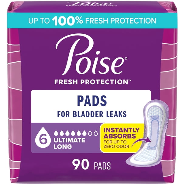 Almohadillas Poise para incontinencia y posparto, absorbentes en 6 gotas, 90 unidades