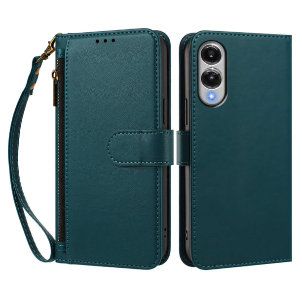 Funda Tipo Billetera para samsung galaxy S25 Edge con Soporte y Bolsillo con Cierre Verde