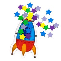 Bothyi - Tarro De Recompensa En Forma De Cohete Con 30 Estrellas De Madera Para El Hogar De Los Niños Del Maestro De La Escuela