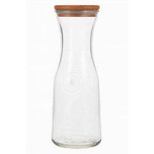 Mtm - Jarra De Vidrio Tapa Bambú / Botella Tapa Madera 500Ml