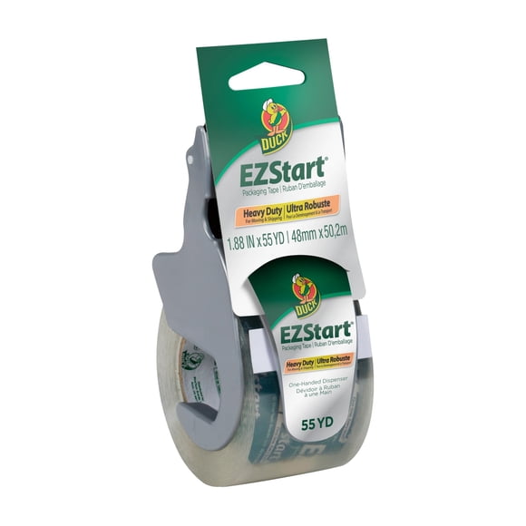 Cinta de embalaje Duck EZ Start Clear con dispensador, 1,88 cm x 50 m