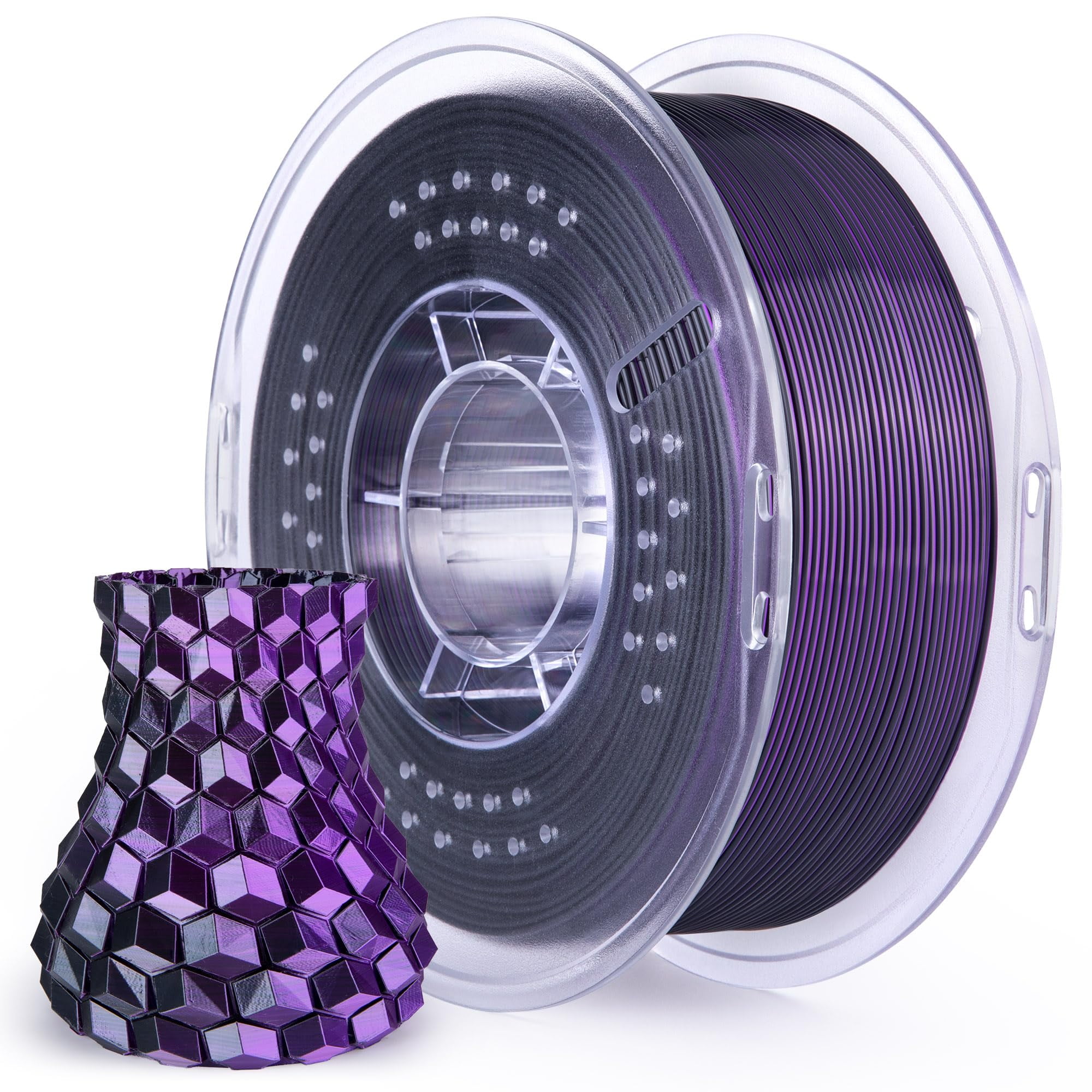 Filamento Para Impresora 3d Elegoo Silk Pla, 1,75 Mm, Negro Y Morado, 1 Kg