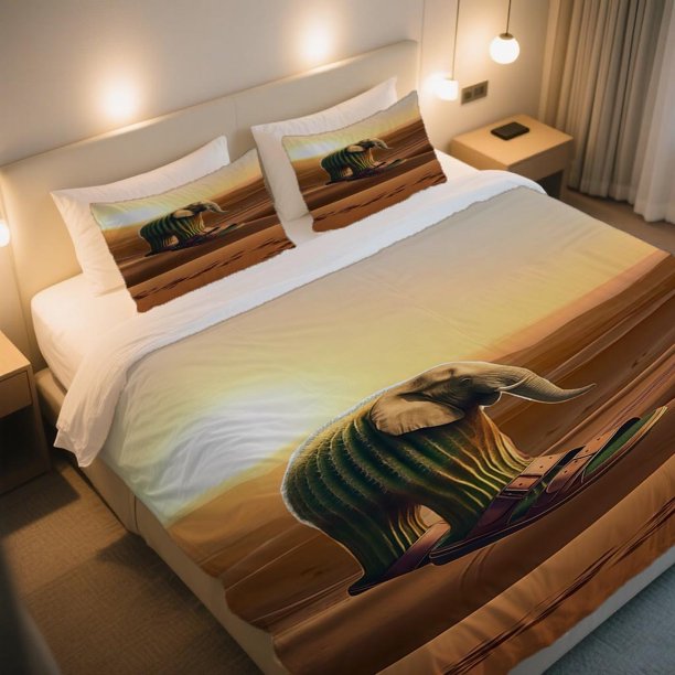 Lirili Larila in Desert Sunrise Duvet Cover Set The Thanksgiving And Independence Day Cartoon Retro Pattern Duvet Cover Set Brings a Fresh And Bright