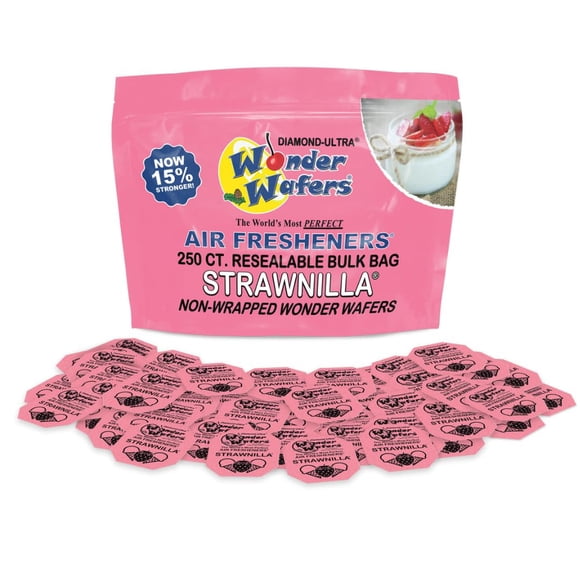 Wonder Wafers 250 unidades Strawnilla sin envolver - Ambientador profesional para coche y camión