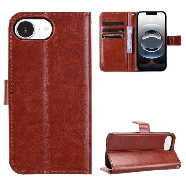 Funda tipo libro para iPhone 17e, cartera todo‑en‑uno, funda multifuncional con tarjetero y correa de muñeca desmontable