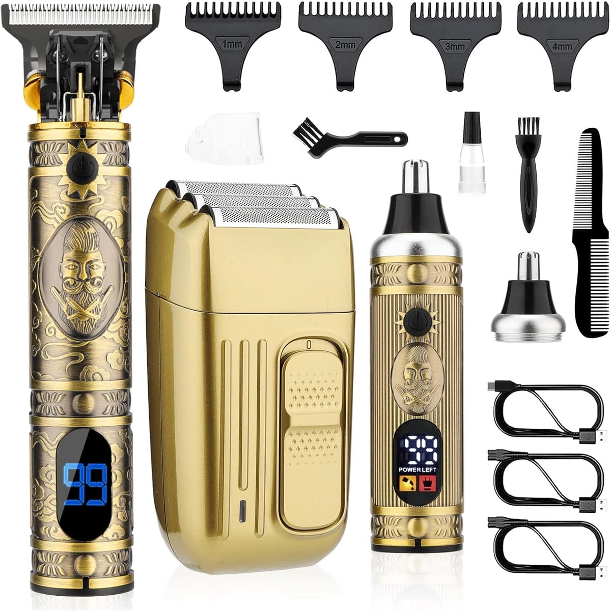 Cortadora De Cabello Saoilli Set Inalambrico Trimmer Nariz Lcd