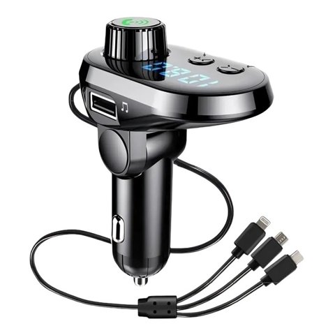 Genérico - Transmisor 5 En 1 Fm Bluetooth Usb Mp3 Auto