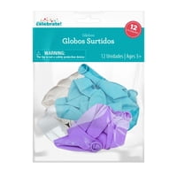Set 12 Globos Surtidos (Morado-Blanco-Celeste)  Way To Celebrate