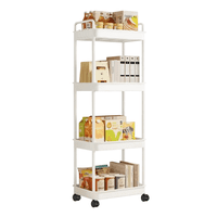 Carrito Organizador Belug Con Ruedas 4 Niveles Estante Abs Blanco Blanco