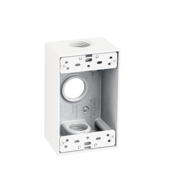 Caja para tomacorriente eléctrica Sealproof de 1 módulo, 3 orificios, resistente a la intemperie