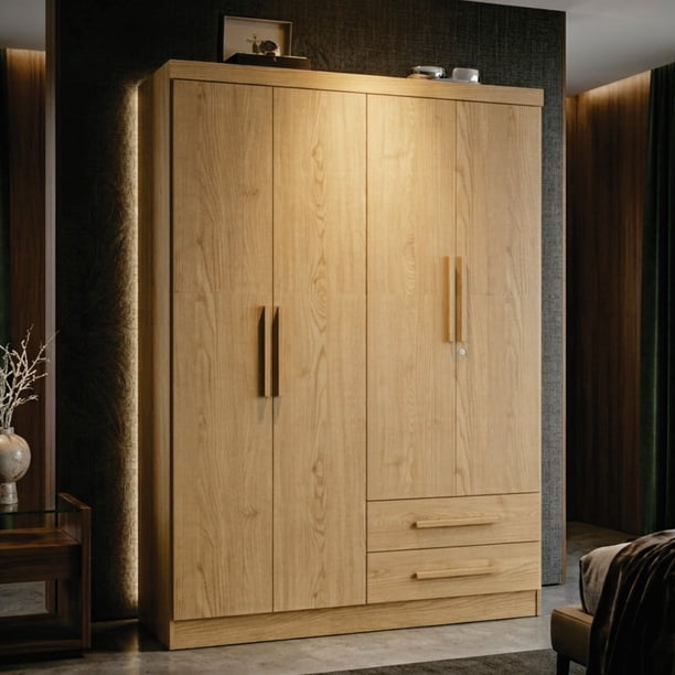 Closet Yardas Josefa Nogal 4 Puertas 2 Cajones