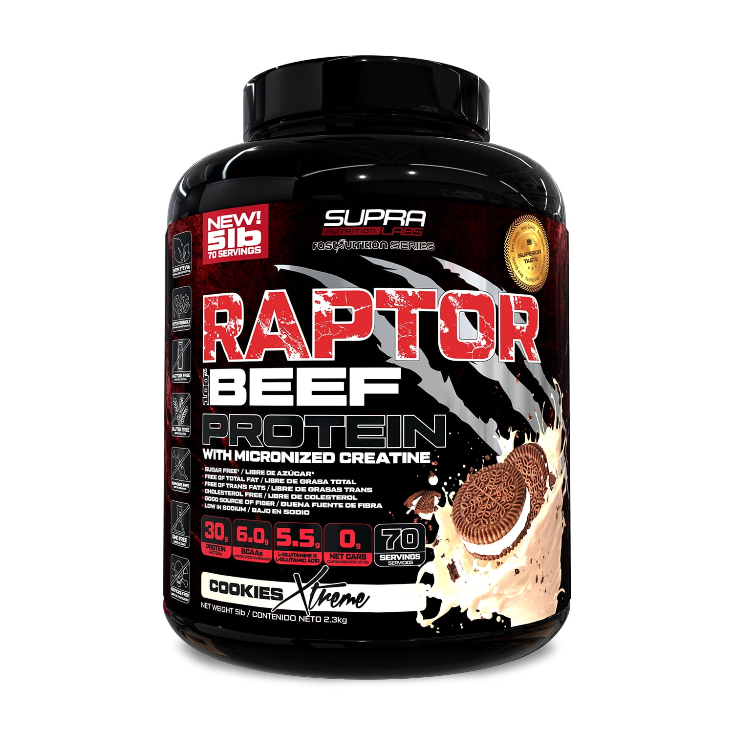 Fast Nutrition - Proteína Raptor Beef Protein 5 Lbs Sabor Cookies Xtreme