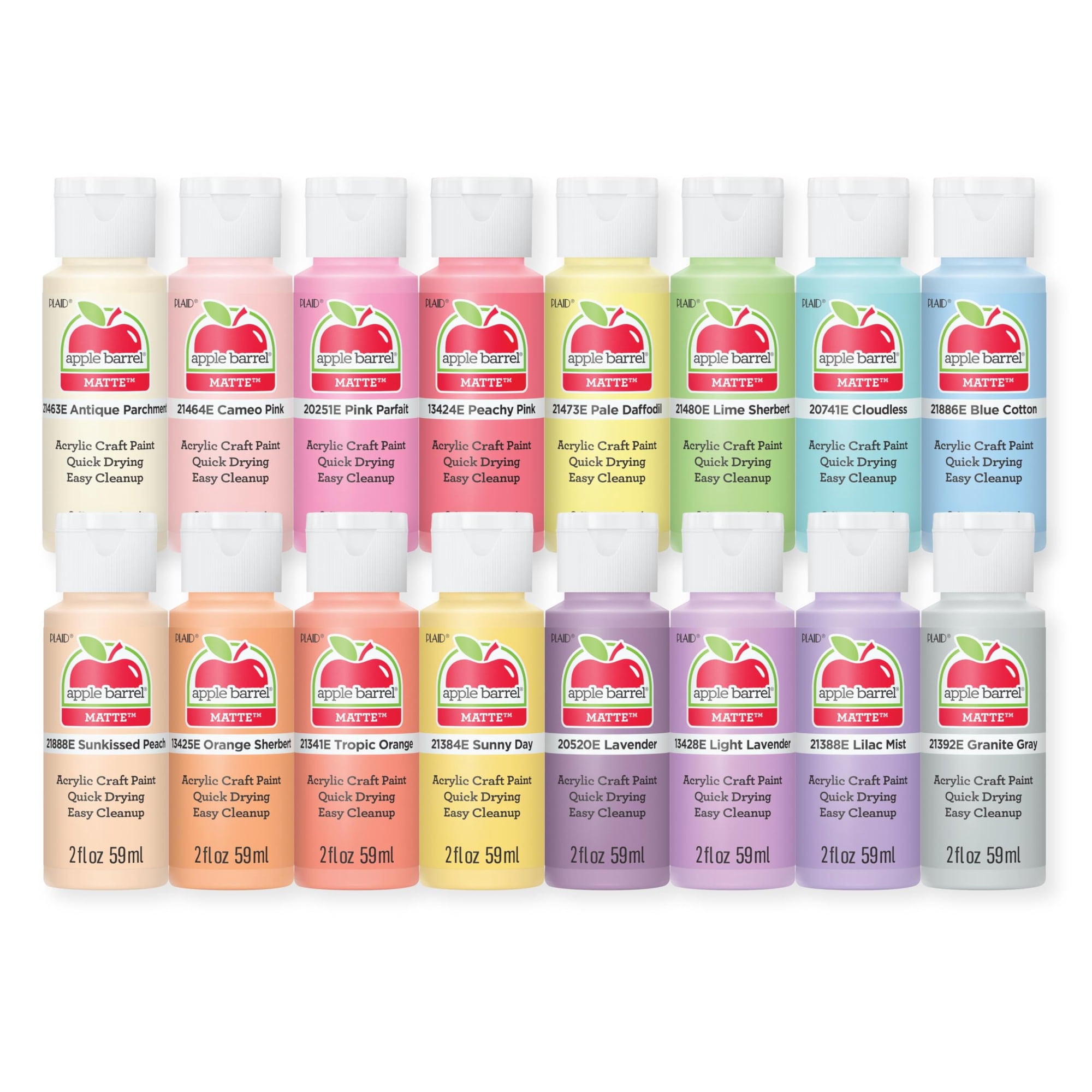 Set De Pintura Acrílica Apple Barrel 16 X 59 Ml Colores Pastel