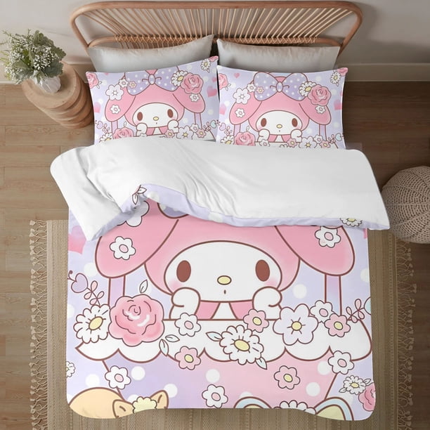 My Melody Soft 3D Printed Duvet Cover Bedding Set with Comforter Cover 3 Piece Set