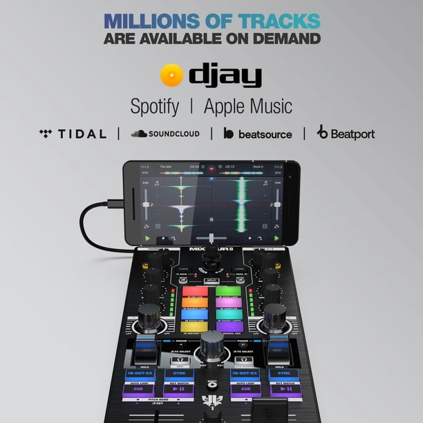 Controlador DJ Reloop Mixtour Pro de 4 decks con interfaz de audio