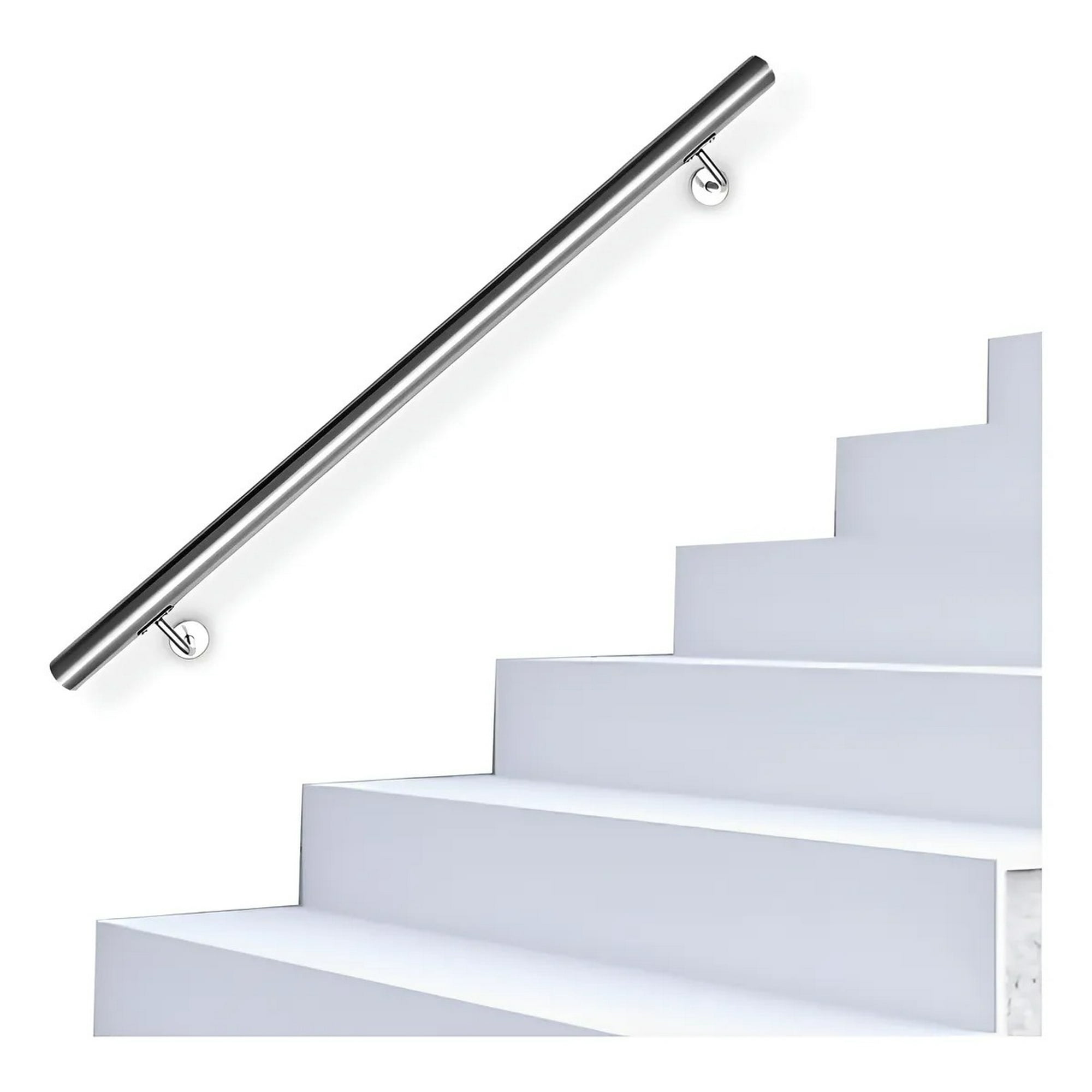 Genérica - 1m Pasamanos De Acero Inoxidable 304,pasamanos Para Escaleras,100cm Plateado, Φ 4cm