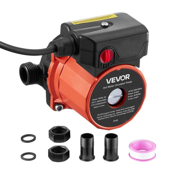 Bomba VEVOR de Recirculación de Agua Caliente 10 GPM 110V Hierro Fundido